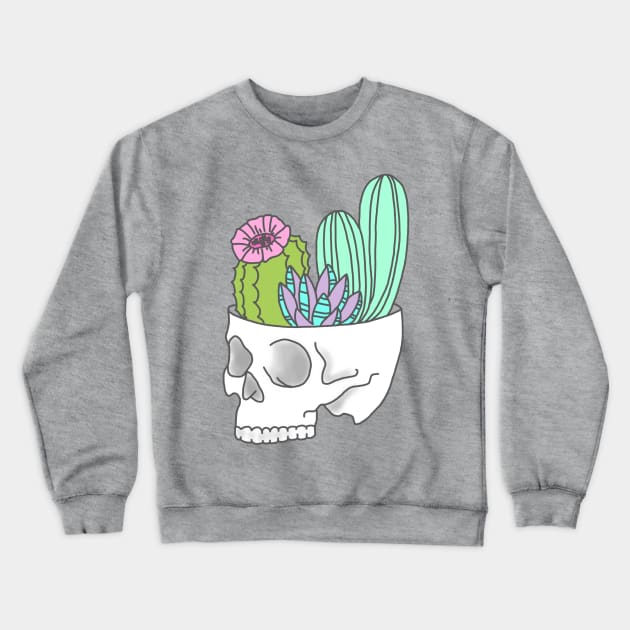 Skull succulent feminist skeleton cactus southwest girly tumblr pastel print Crewneck Sweatshirt by bigkidult